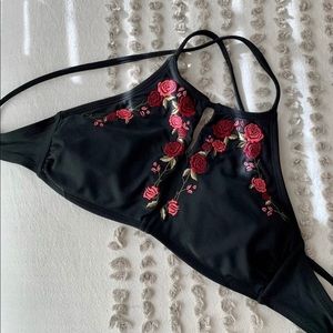 Target halter floral detail swim suit